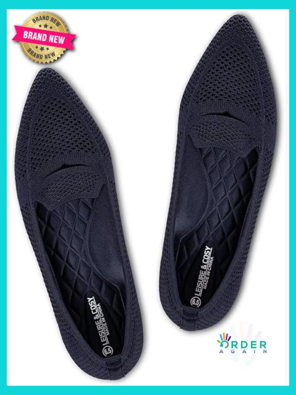 Pointed Toe Penny Loafers Dressy Ballet Flats Knit Mesh Slip-on Lightweight